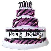 balon foliowy tort różowy 69x98cm urodziny