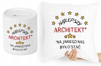 Dla Architekta Zestaw Poduszka + Skarbonka Prezent Z Nadrukiem Ze Zdjęciem