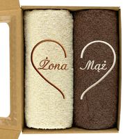 Zestaw Bawełnianych Ręczników z Haftem Prezent dla Pary Męża i Żony