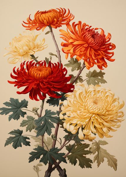 Plakat 25x35cm Tańczące Chryzantemy zdjęcie 1