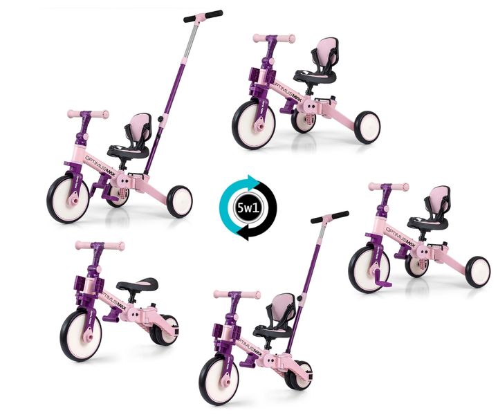 MILLY MALLY 6267 Rowerek 5w1 OPTIMUS MAX pink zdjęcie 7