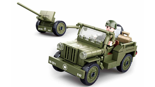 Klocki Wojsko JEEP WILLYS MB + Armata 143el na Arena.pl