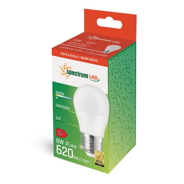 LED KULKA E-27 230V 8W WW SPECTRUM zdjęcie 2