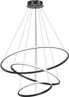Lampa wisząca LED Minifair 3 pierścienie czarna 52W ściemniana 20+40+60 cm