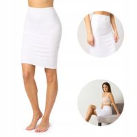 Półhalka pod sukienkę gładka spódnica z wiskozy MS10-204 Biały M