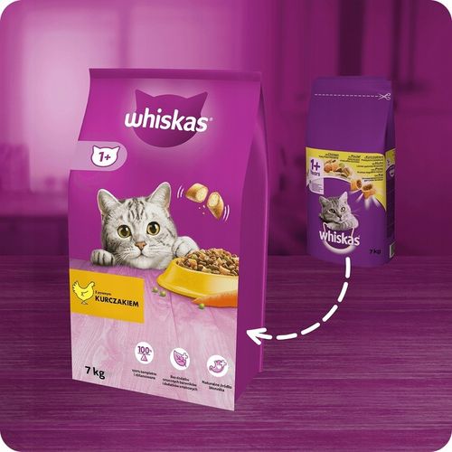 SUCHA KARMA WHISKAS ADULT Z PYSZNYM KURCZAKIEM 7KG na Arena.pl