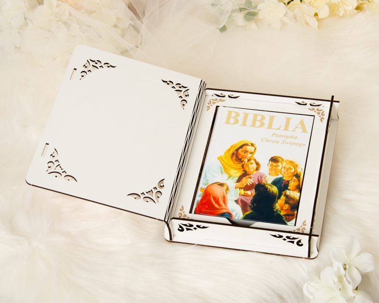 Biblia w pudełku z grawerem Pamiątka Chrztu Świętego OBC-4 zdjęcie 2