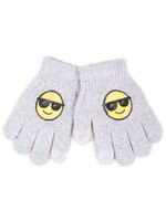 Rękawiczki chłopięce pięciopalczaste jasnoszare z buźką 12 YOCLUB