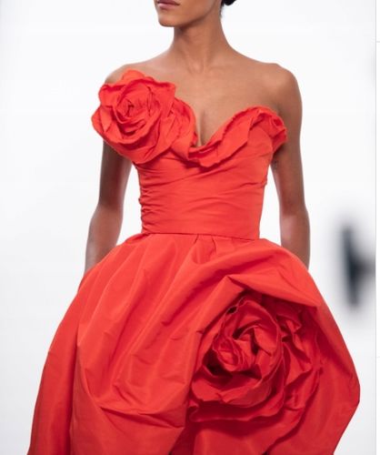 MARCHESA suknia bez ramiączek z rzeźbionym wzorem Rose Faille ( S-M ) na Arena.pl