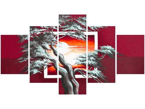 75CM 120 OBRAZ 5 ELEM KARMAZYNOWY ZACHÓD SŁOŃCA ŚCIENNY DRUK na Arena.pl