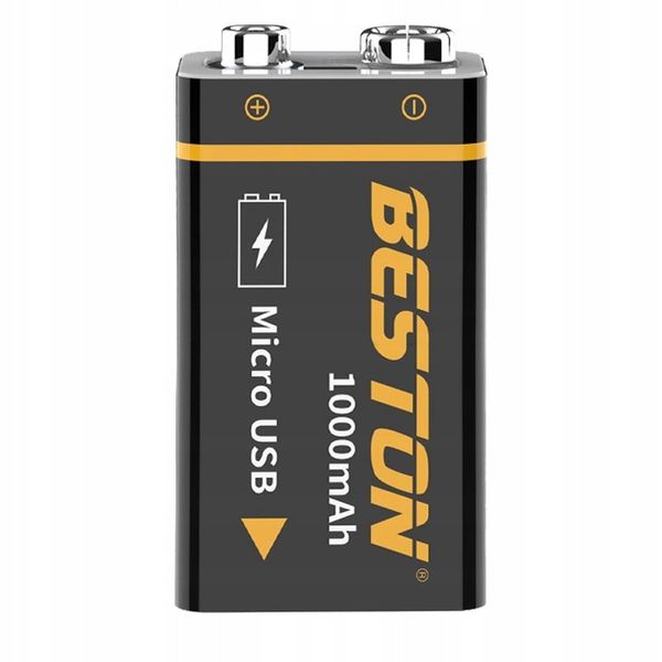 Akumulator 9V microUSB 1000mAh 6F22 6LR61 522 E-BLOCK R9 + kabel zasilający zdjęcie 5