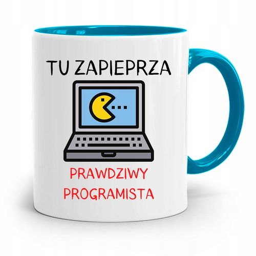Kubek Błękitny Informatyka Zapieprza Programista Z Nadrukiem Ze Zdjęciem na Arena.pl