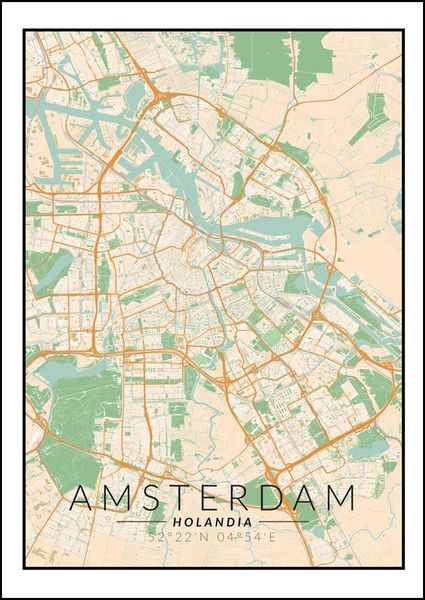 Amsterdam mapa kolorowa - plakat 42x59,4 cm zdjęcie 1