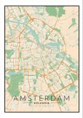 Amsterdam mapa kolorowa - plakat 61x91,5 cm