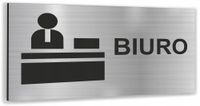 Tabliczka BIURO DOWOLNY TEKST NAPIS Tablica dibond informacyjna SREBRNA