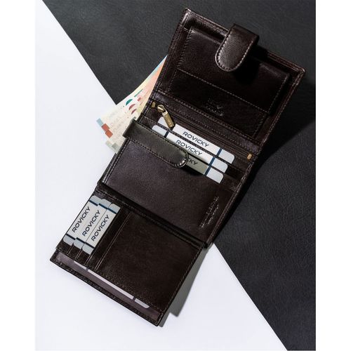 stylowy portfel męski skórzany z rfid na zatrzask - rovicky na Arena.pl