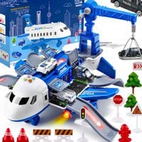 Duży Samolot Rozkładany Parking Dźwig Policja Auta Zestaw Xxl Na Prezent
