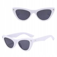 OKULARY PRZECIWSŁONECZNE Kocie filtr UV400 Białe damskie + ETUI + ŚCIERKA