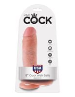 8' cock with balls flesh dildo z jądrami cieliste 20cm king cock