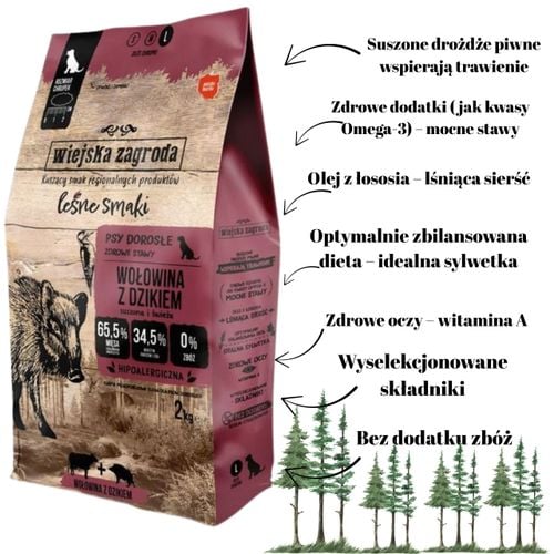 sucha karma dla psa wiejska zagroda leśne smaki wołowina z dzikiem l 2kg na Arena.pl