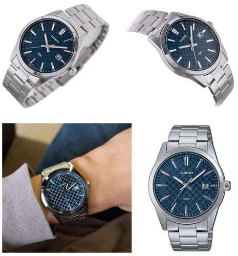 ZEGAREK MĘSKI CASIO MTP-VD03D datownik stalowy + BOX + GRAWER na Arena.pl