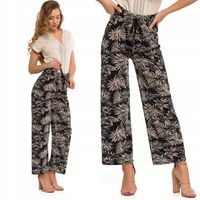 Spodnie Damskie Luźne Prosta Nogawka Zwiewne Na Lato Panterka MORAJ S/M