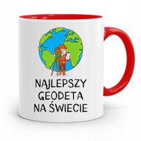 Kubek Czerwony Dla Geodety Najlepszy Na Świecie Z Nadrukiem Ze Zdjęciem