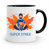 Kubek Czarny Prezent Dla Syna Dziecka Super Synek Z Nadrukiem Ze Zdjęciem