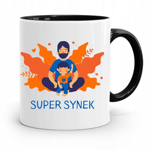 Kubek Czarny Prezent Dla Syna Dziecka Super Synek Z Nadrukiem Ze Zdjęciem na Arena.pl