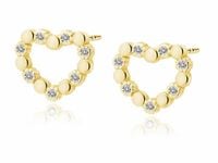 Delikatne pozłacane srebrne kolczyki serca serduszka heart białe cyrkonie srebro 925 Z1812EG_W