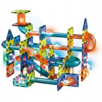 DUŻE KLOCKI KONSTRUKCYJNE MAGNETYCZNE ŚWIECĄCY TOR KULKOWY 75 ELEMENTÓW