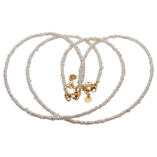 Naszyjnik - Białe Perły hodowane i srebro złocone na Arena.pl