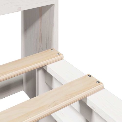 Łóżko z regałem, bez materaca, białe, 140x200 cm, lite drewno na Arena.pl