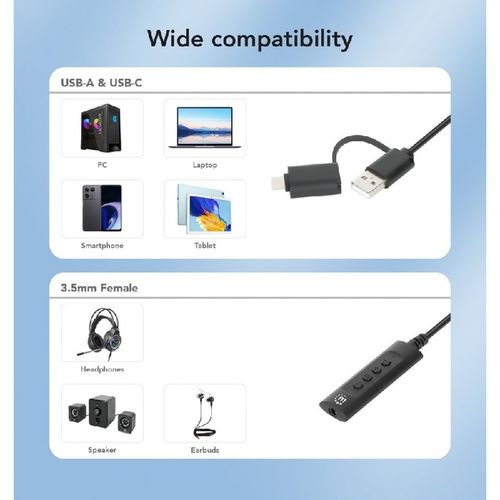 Manhattan Adapter Karta Dźwiękowa USB-C/A Audio Stereo 3.5 mm TRRS 1 m na Arena.pl