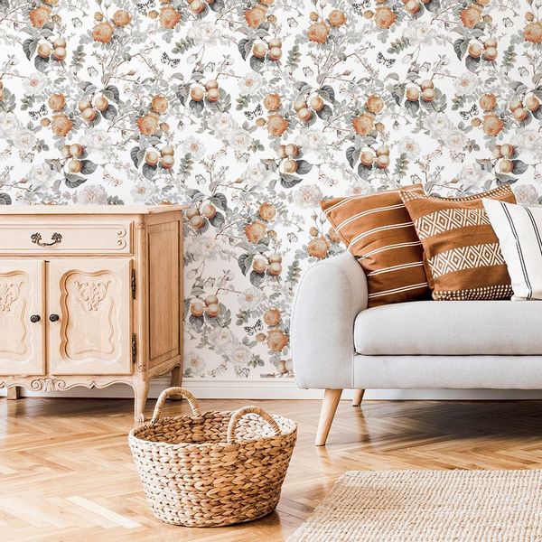 Tapeta Kwiaty I Brzoskwinie W48 250 cm płótno zdjęcie 2