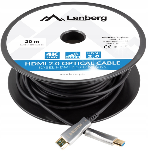 Kabel 20m HDMI Lanberg v2.0 Premium High optical zdjęcie 1