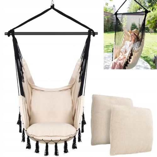 FOTEL WISZĄCY KRZESŁO BRAZYLIJSKIE HAMAK HUŚTAWKA 2 Poduszki + MOCOWANIE na Arena.pl