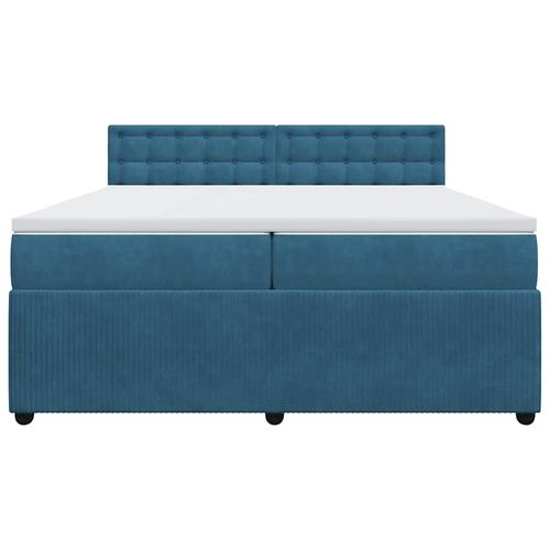 Łóżko kontynentalne z materacem, niebieskie, aksamit, 200x200cm na Arena.pl