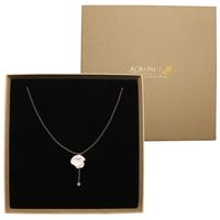 Subtelny naszyjnik ślubny z kwiatem V srebrny boho handmade KOKONET 6-0032