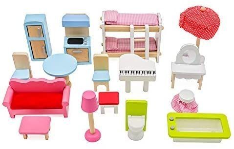 Drewniany domek dla lalek ze światłem LED, 60,5 x 71 x 32,5 na Arena.pl