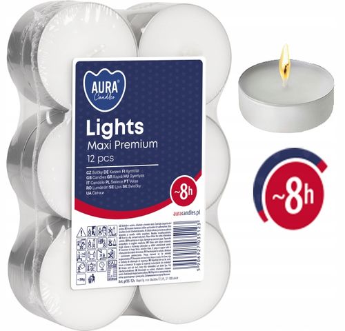 aura świece lights maxi premium 8h 12 szt. pf35-12s na Arena.pl