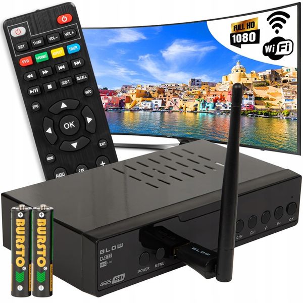 DEKODER TUNER DVB-T2 HEVC FULL HD USB HDMI MOCNA ANTENA WIFI PILOT zdjęcie 1