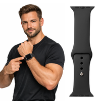 Pasek do Apple Watch 38 40 41 42 (s10) silikonowy opaska bransoleta czarny