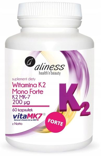 Aliness Witamina K2 z natto MK-7 200µg KOŚCI NACZYNIA KRWIONOŚNE 60kap zdjęcie 1