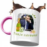 Kubek Różowy Przemysław Czarnek Pis Prezent Z Nadrukiem Ze Zdjęciem