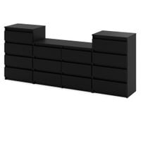 Komoda 14 Szuflad 220cm Loft Stolik Szafka Rtv Salon Sypialnia Czarny Mat