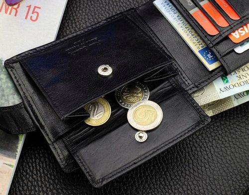 Portfel Męski Pierre Cardin Skórzany Czarny Poziomy Certyfikat Q2 na Arena.pl