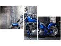 90X50CM CHROMOWANY MOTOCYKL TRÓJ OBRAZ ŚCIANY
