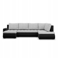 KANAPA NAROŻNIK FORESTA XXL Z OTOMANĄ SZARY CZARNY Rogówka