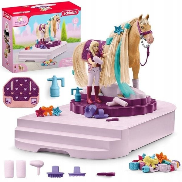 Schleich obrotowa stacja do pielęgnacji koni Sofia koń figurka akc AR6003 zdjęcie 2